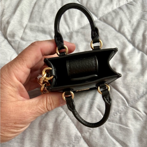 Coach Black Leather Mini Tote Keychain - Picture 6 of 6